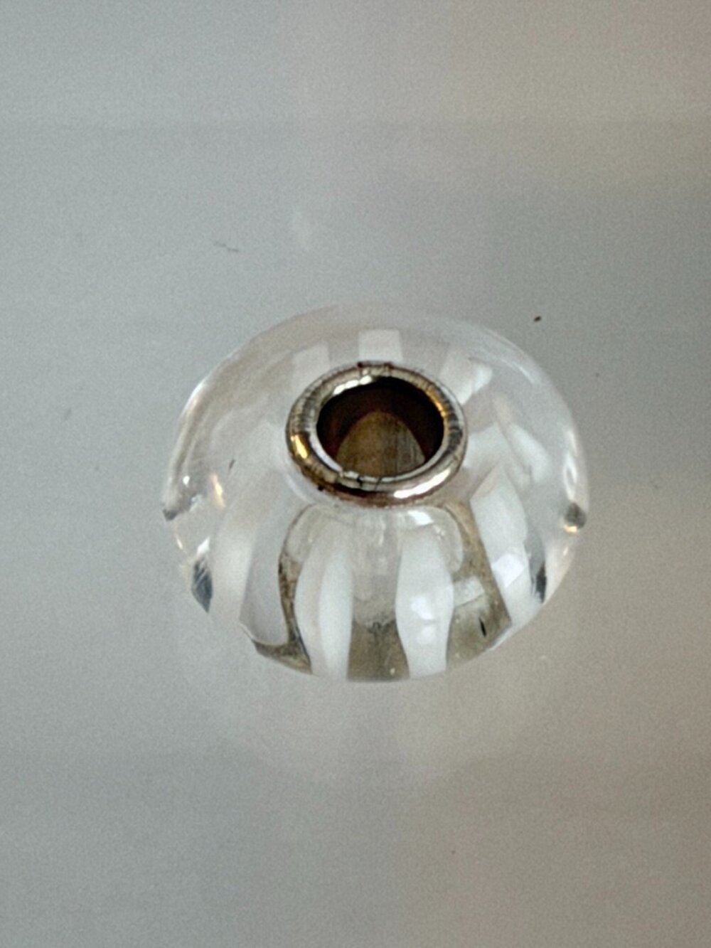 Trollbeads Clear Glass Bead with White Stripes
